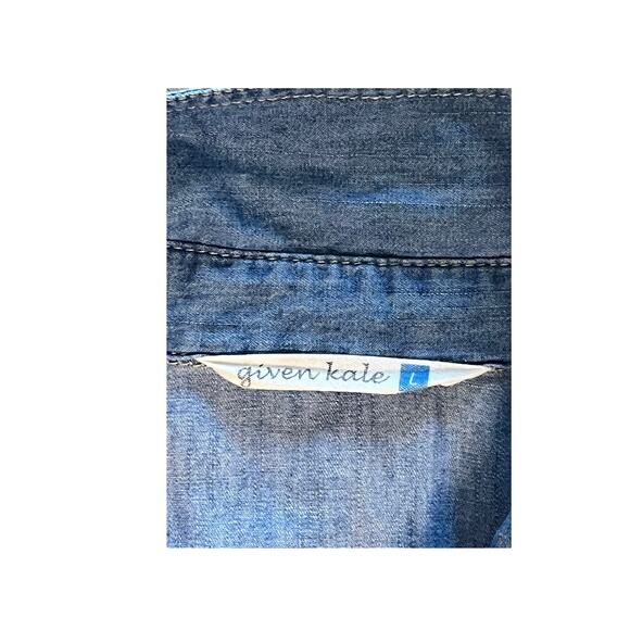 Given Kale DENIM JEAN DRESS Womens Sz LG Western Button Down Stretch Waist - Picture 5 of 8